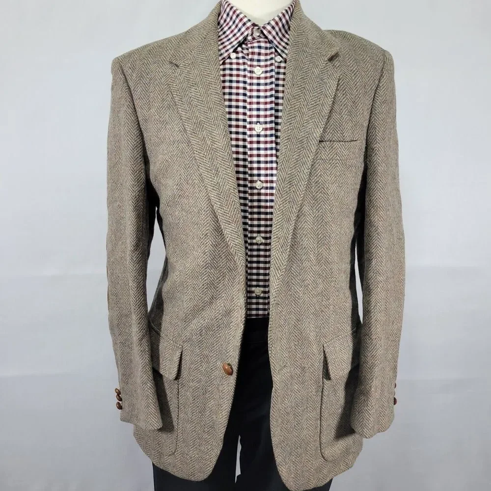 VTG Farah Men's Tweed‎ Sport Coat Blazer Two Button Herringbone Wool Size 42L
